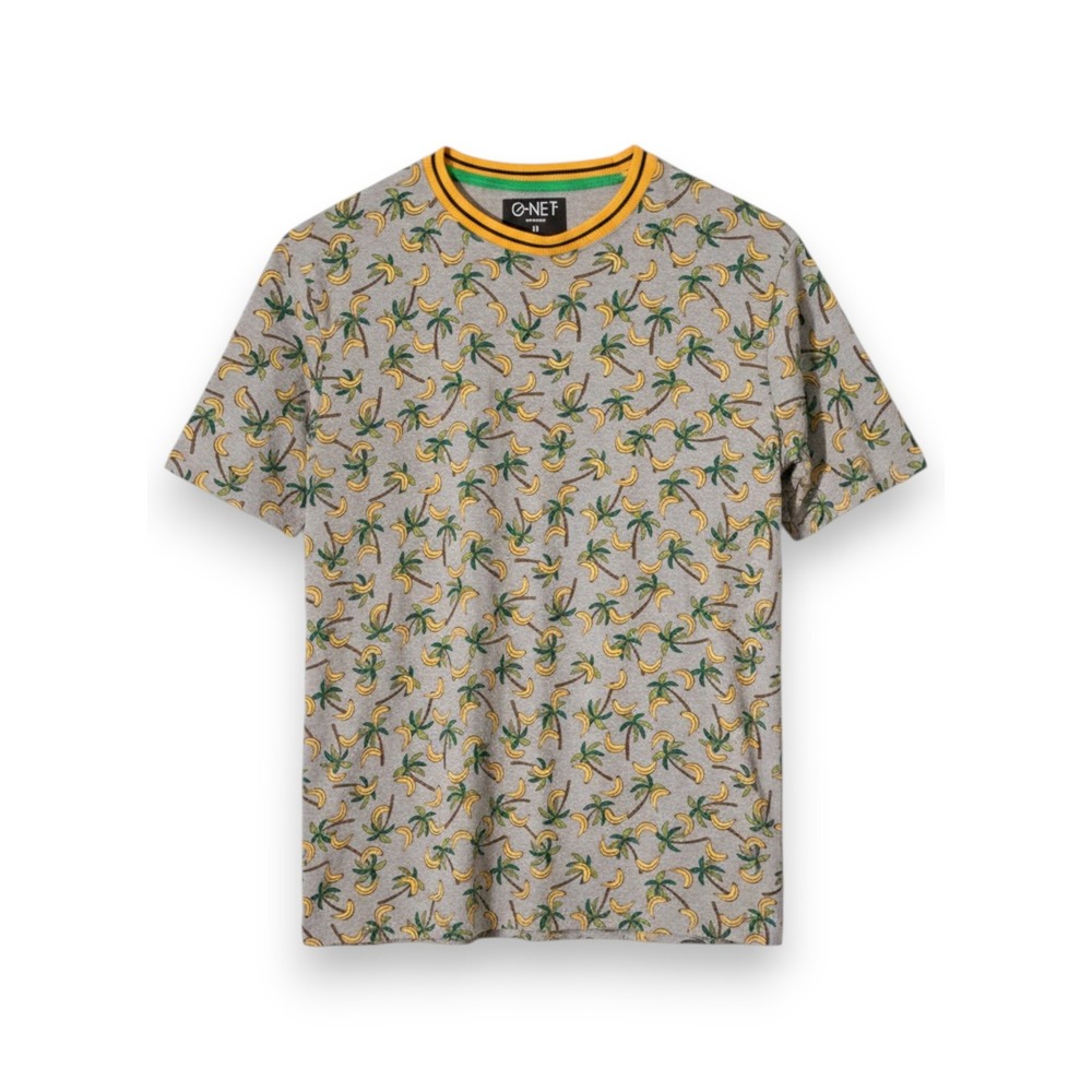 G-NET Banana Palm Tree Print‎ T-Shirt Mens M Tropical Kitsch Summer Vacation